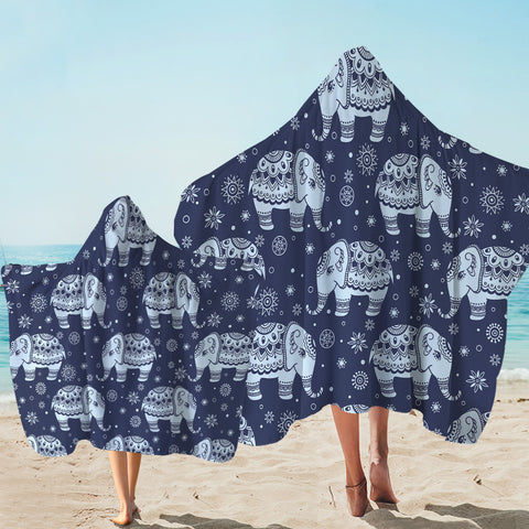 Image of Ritual Elephant Patterns SWLS0297 Hooded Towel