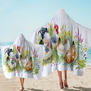 Chicken Garden Hooded Towel