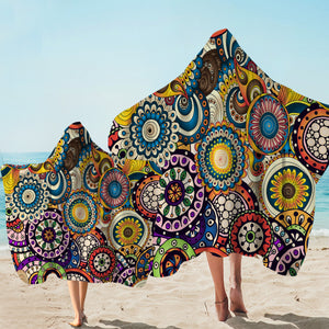 Colorful Decorated Wheels Hooded Towel