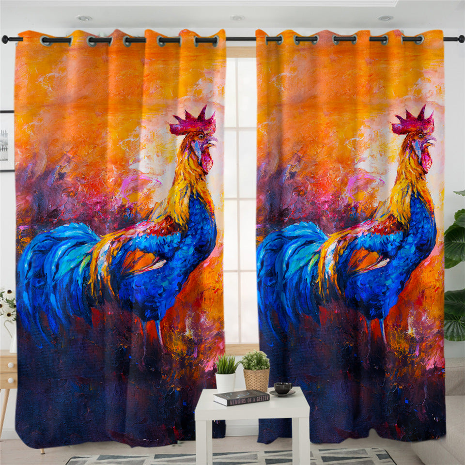 Oilpainted Rooster 2 Panel Curtains