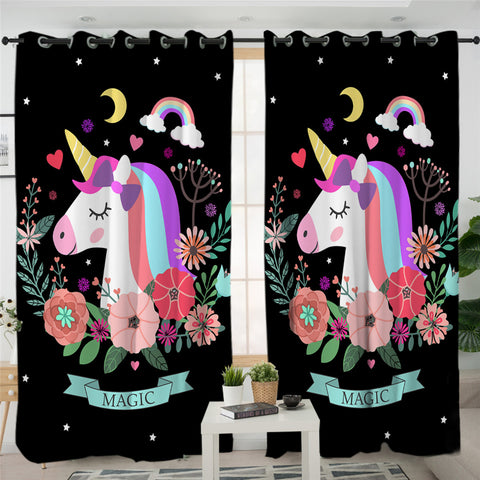 Image of Magical Unicorn Cosmic 2 Panel Curtains