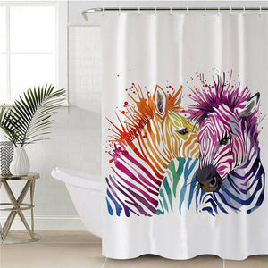 Watercolor Zebra Couple Shower Curtain