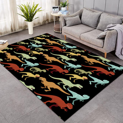 Image of T-Rex Shapes Black SW0676 Rug