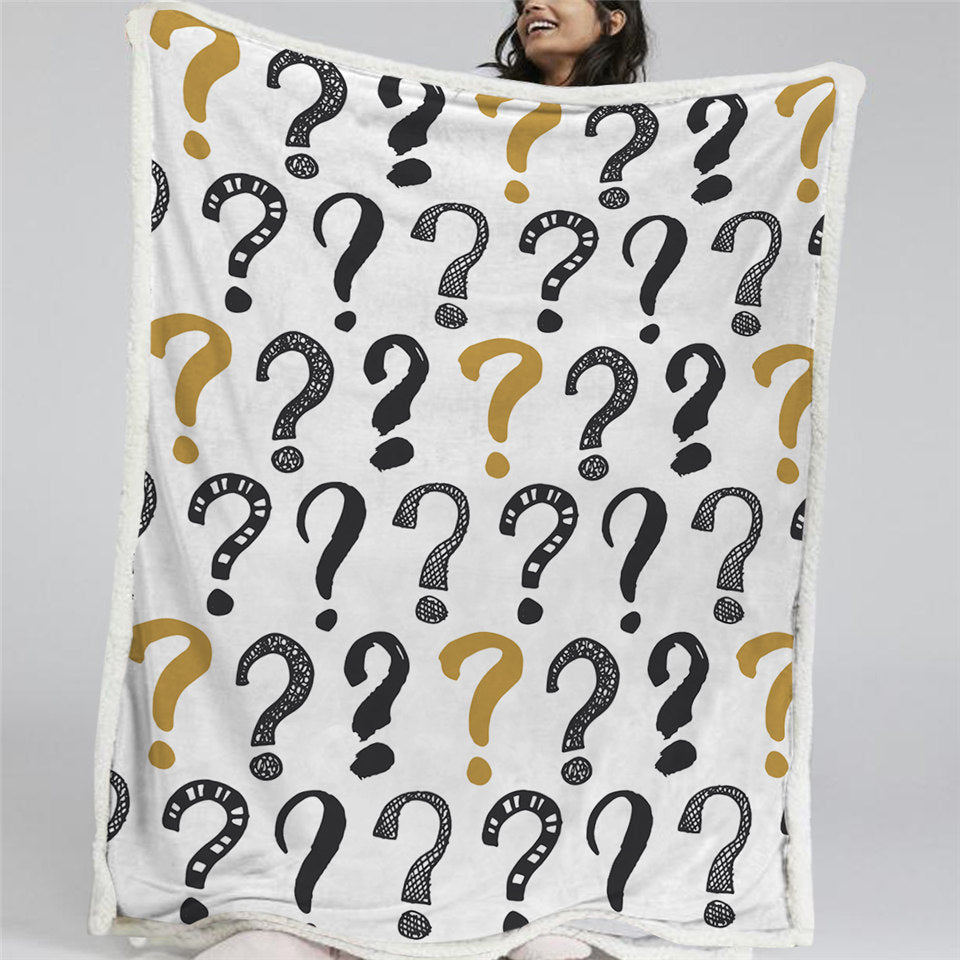 Question Marks Sherpa Fleece Blanket