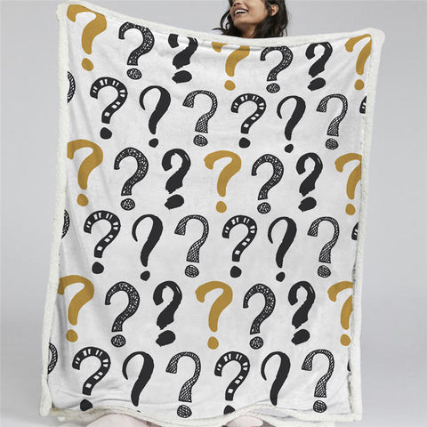 Image of Question Marks Sherpa Fleece Blanket