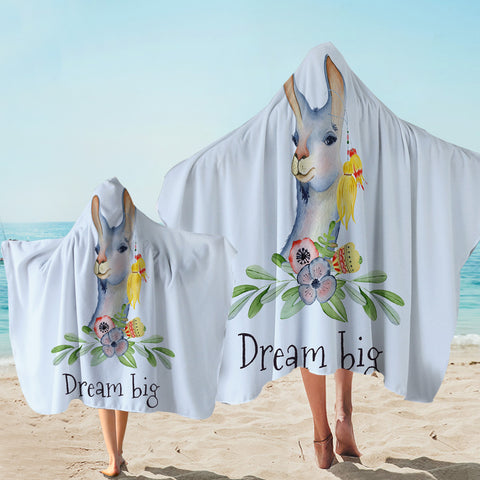 Image of Dream Big Llama Hooded Towel