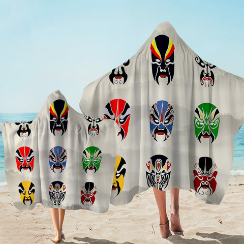 Image of Theatre Masks Gray Hooded Towel