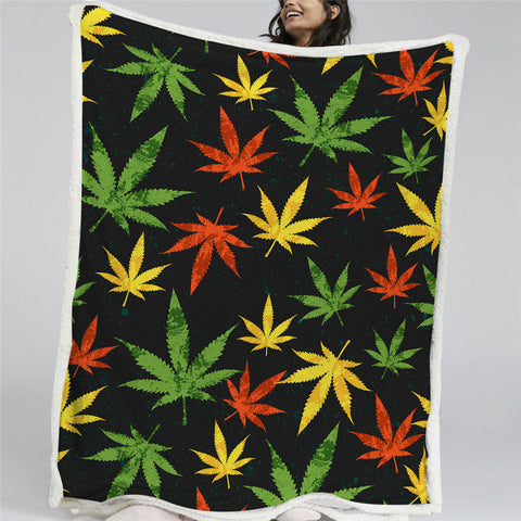 Image of Shuffle Pain "Releaves" Sherpa Fleece Blanket