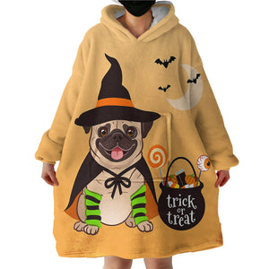 Pug Witch SWLF0681 Hoodie Wearable Blanket