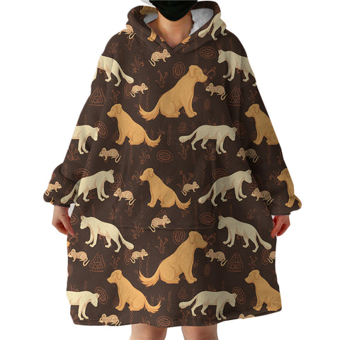 Image of Puppies Brown SWLF2395 Hoodie Wearable Blanket