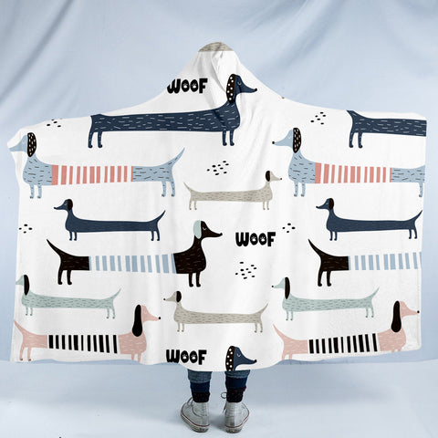 Image of Striped Dachshunds SW1179 Hooded Blanket