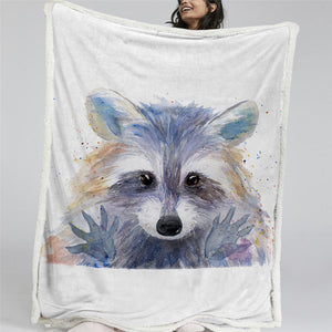 Racoon Themed Sherpa Fleece Blanket