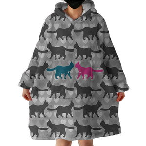 Cat Couple SWLF2685 Hoodie Wearable Blanket