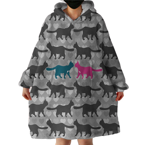 Image of Cat Couple SWLF2685 Hoodie Wearable Blanket