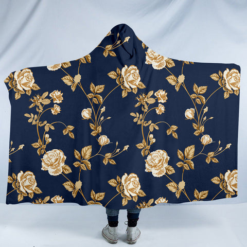 Image of Golden Rose Branches SW1504 Hooded Blanket