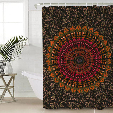 Image of Mandala Themed Brown Curtain