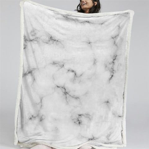 Image of White Marble Themed BLMT2827 Sherpa Fleece Blanket