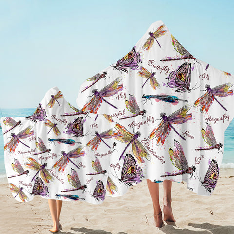 Image of A Flight Of Dragonflies Hooded Towel