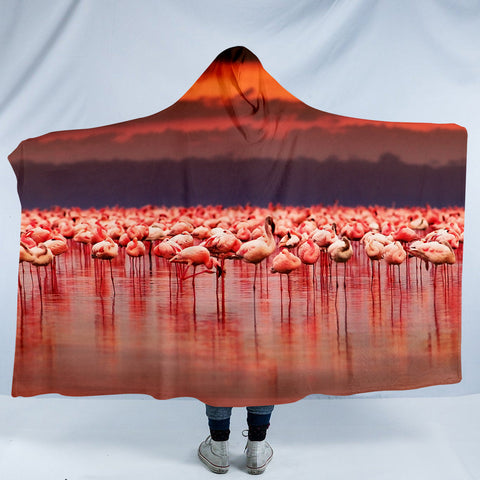 Image of A Brilliant Of Flamingos SW1531 Hooded Blanket