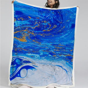 Blue Sand Themed Sherpa Fleece Blanket - Beddingify