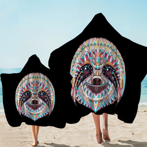 Tribal Sloth Mugshot Hooded Towel