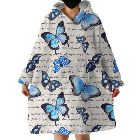 Image of Blue Monarch Letter SWLF0989 Hoodie Wearable Blanket