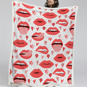 Sexy Lips Sherpa Fleece Blanket