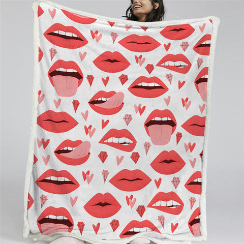 Image of Sexy Lips Sherpa Fleece Blanket