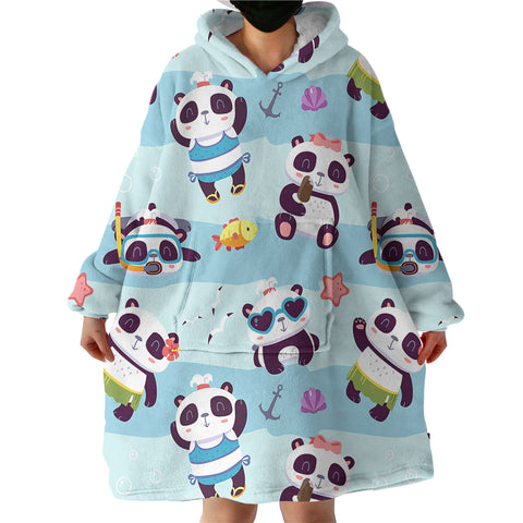 Image of Panda Cubs SWLF1762 Hoodie Wearable Blanket