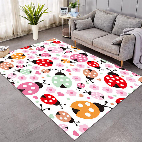 Image of Colorful Ladybugs Flower SW1187 Rug