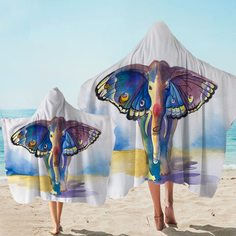 Image of Elephant Butterfly Fusion Hooded Towel