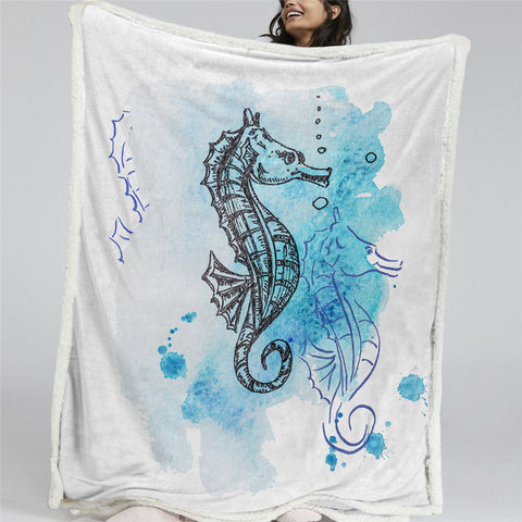 Image of Seahorse Sherpa Fleece Blanket