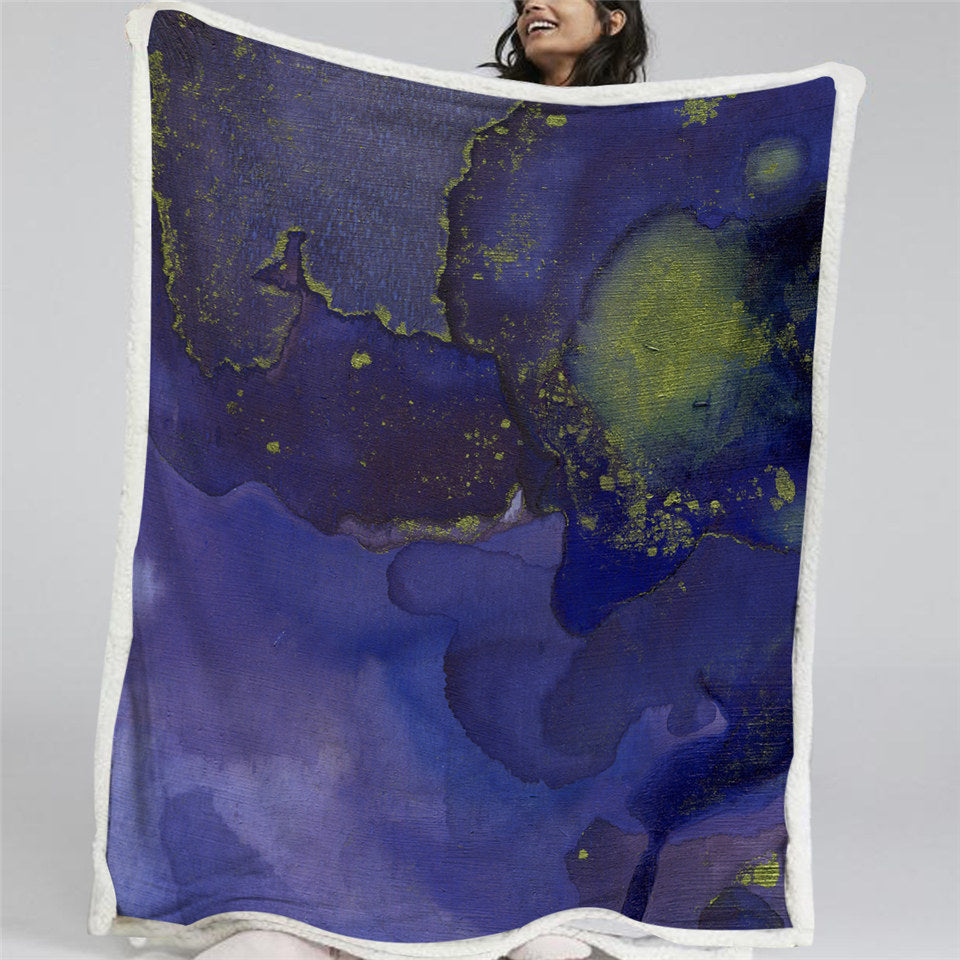 Deep Purple Themed Sherpa Fleece Blanket