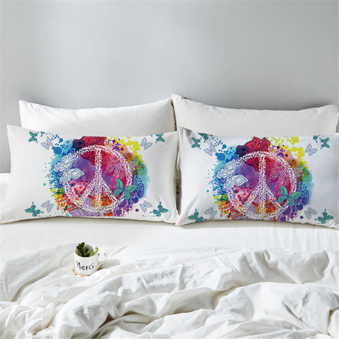 Image of Multicolor Faded Peace Symbol Pillowcase