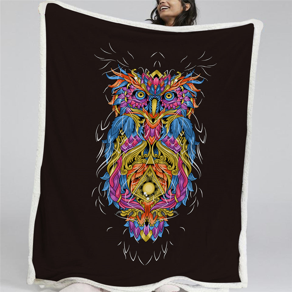 Boho Owl Sherpa Fleece Blanket