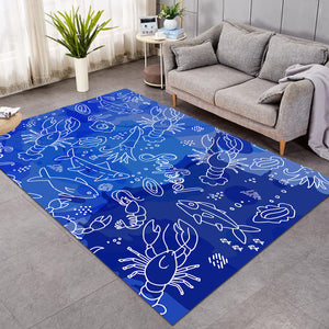 Cartooned Seafood Blue SW0651 Rug