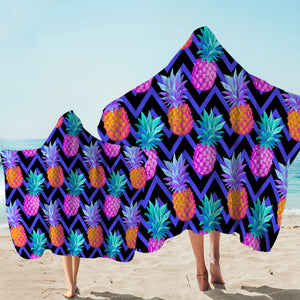 Negative Color Pineapples Ziczag Hooded Towel