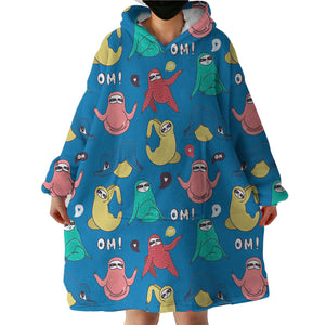 Om! Sloth SWLF2397 Hoodie Wearable Blanket