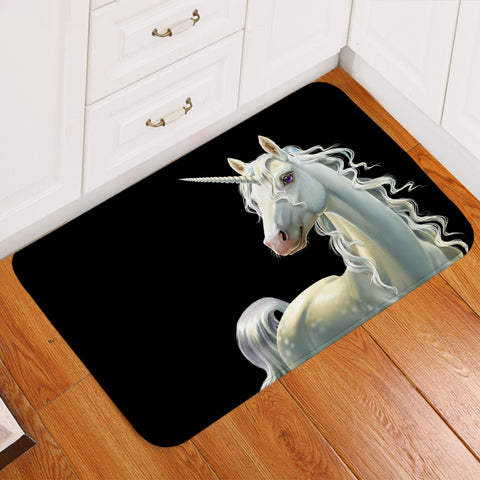 Image of White Unicorn Black Door Mat