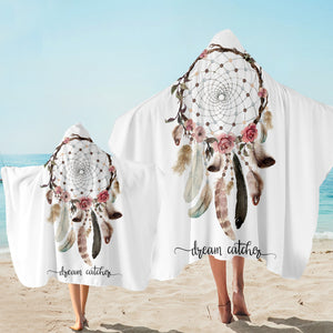 Feathery Spiral Dream Catcher Hooded Towel
