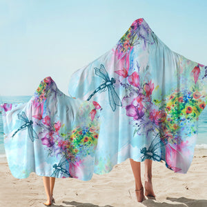 Dragonflies Floral Hooded Towel