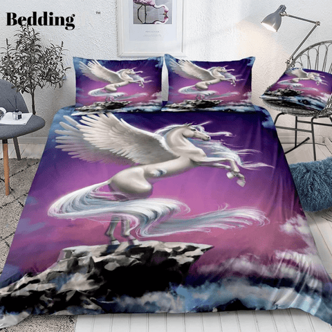 Image of White Unicorn with Wings Bedding Set - Beddingify