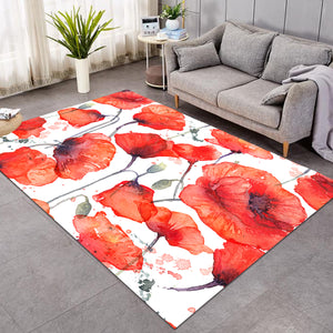 Watercolored Red Flowers SW0849 Rug