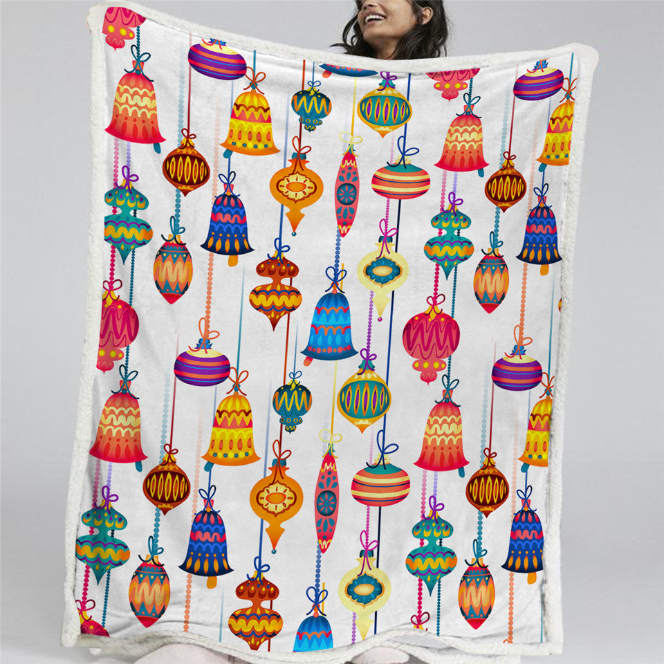Chinese Lamps Themed Sherpa Fleece Blanket