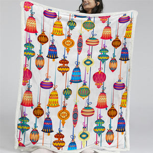 Chinese Lamps Themed Sherpa Fleece Blanket