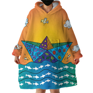 Origami Boat SWLF1908 Hoodie Wearable Blanket