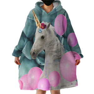 Balloon Unicorn SWLF2485 Hoodie Wearable Blanket