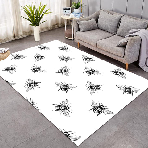 Image of Bee Patterns White SW0516 Rug