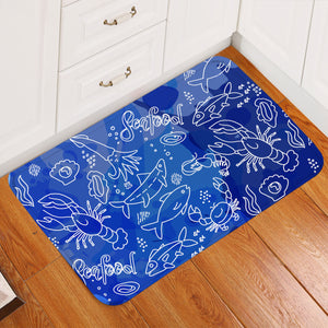 Cartooned Seafood Blue Door Mat