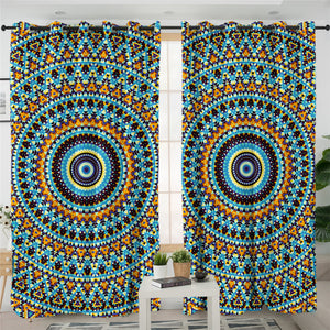 Concentric Mandala Style 2 Panel Curtains